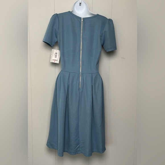 NWT LuLaRoe Women’s Blue Pleated Midi Dress with Short Puff Sleeves Size S - Picture 2 of 11